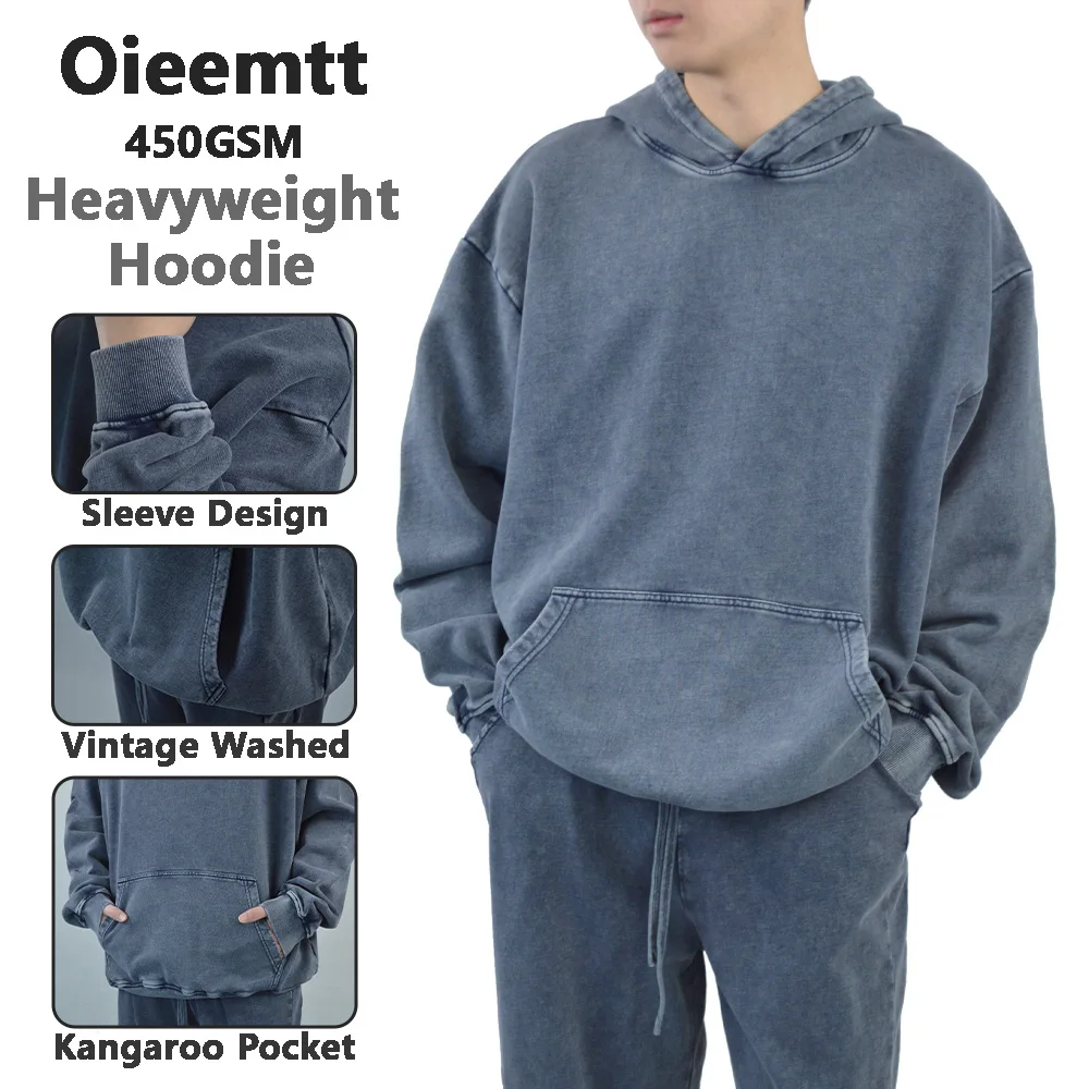 

High End Y2k New In Hoodies & Sweatshirts Men's Denim Long Sleeve Streetwear Pullover Hooded Hoodie Outdoor Casual Solid Tops