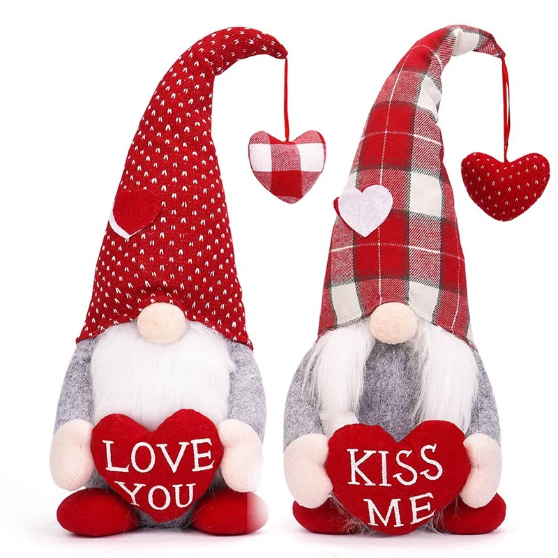 Decorazioni per gnomi di san valentino-2 pezzi gnomi di san valentino decorazioni per la tavola di casa in peluche, Mr & Mrs. Sweet Gnome svedese su muslimate