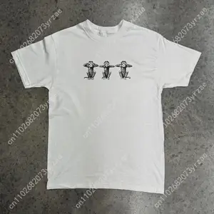 Three Monkey Retro Tshirt Man Woman High Quality Vintage T Shirt Cotton Short Sleeves Fashion T-shirt Soft Breathable Tops