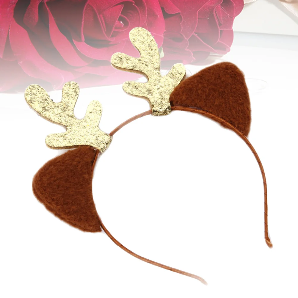 

Golden Reindeer Hair Hoop Lightweight Christmas Headband Party Hair Band Christmas Headdress Holiday Accessories