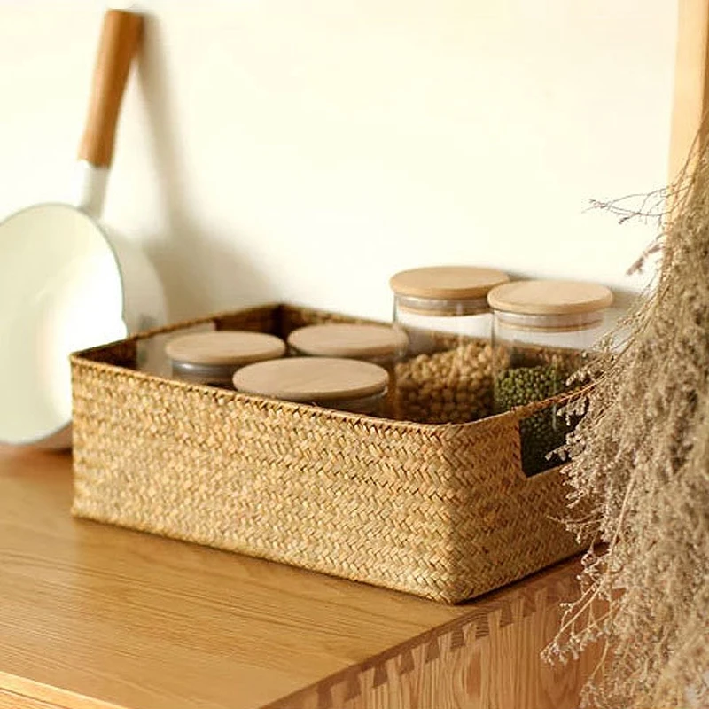 Woven Basket for Organizing Sundries Storage Baskets Drawer Closet Organzier Desktop Organizer Box Panier Rangement Cesta Mimbre