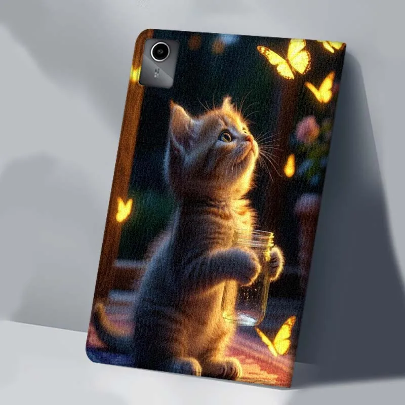 حافظة تابلت على شكل فراشة فنية على شكل قطة لهاتف Xiaoxin Lenovo Pad Tab K10 K11 M10 P12 P11 Pro GT Gen2 Plus Legion Y700 Y900 12.1