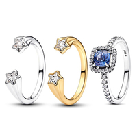 2025 New in 925 Sterling Silver Shooting Stars Open Ring For Women Exquisite Style Fashionable For Parties Wedding Jewelry Gifts