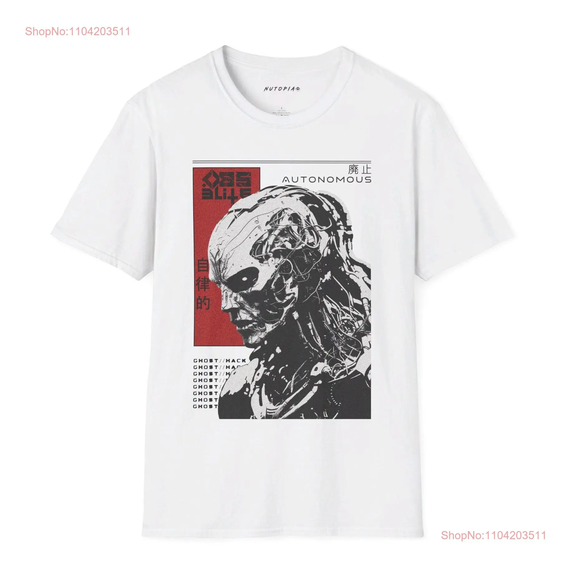 OBSELITE Autonomous White Softstyle T Shirt long or short sleeves