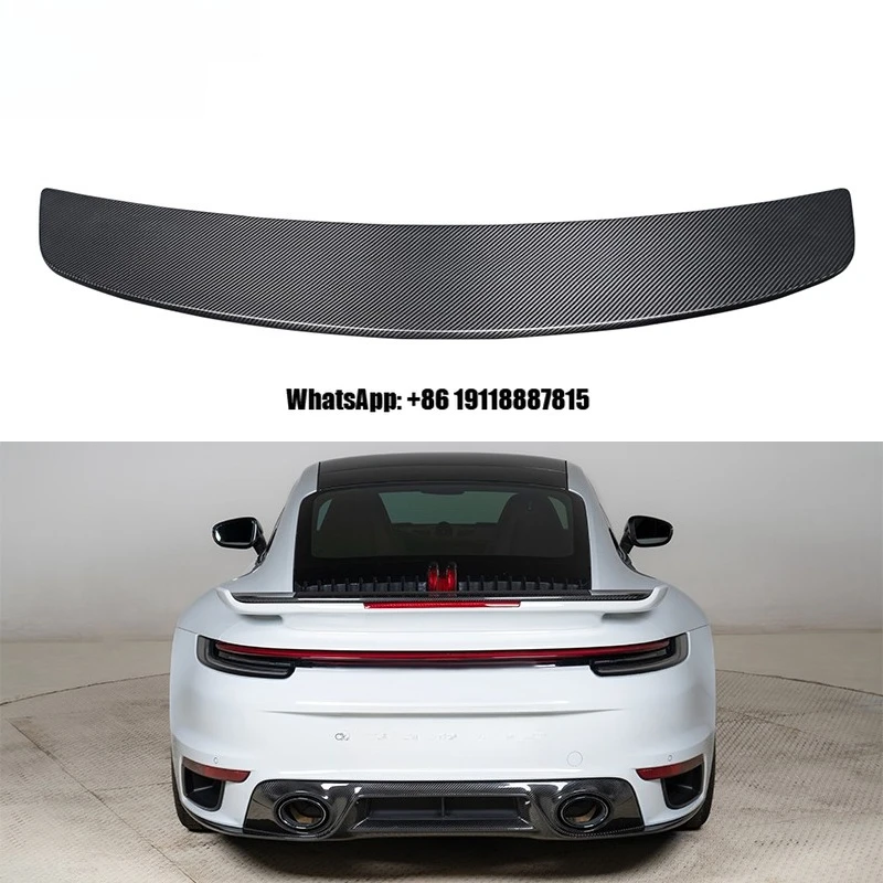 

High Quality Car Carbon Fiber Turbo SD Single Deck Rear Wing Spoiler Trim Panel Black for Porsche 911 992.1 2019-2024 Body Parts