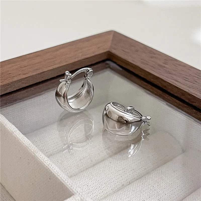 Fashionable and Exaggerated S925 Silver Wide Round Hoop Earrings for Women, Ins Style