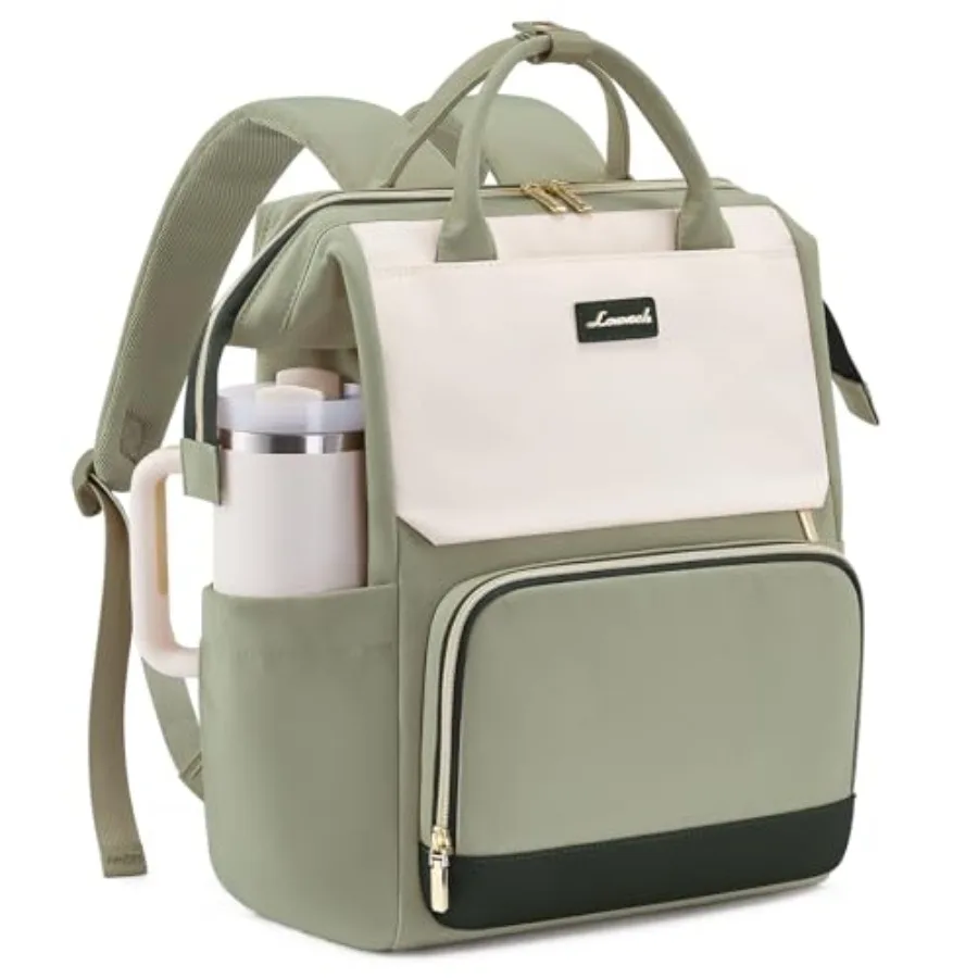 

Laptop Backpack for Women with Giant Tumbler Holder Pocket Travel Work Backpack Purse for Nurse Teacher Waterproof School Bag C