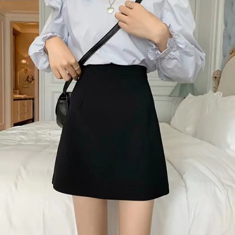 

Skirts Women Solid All-Match Mini Teenagers Fashion Lady Empire Popular Charm Preppy Temperament Simple Casual Gray