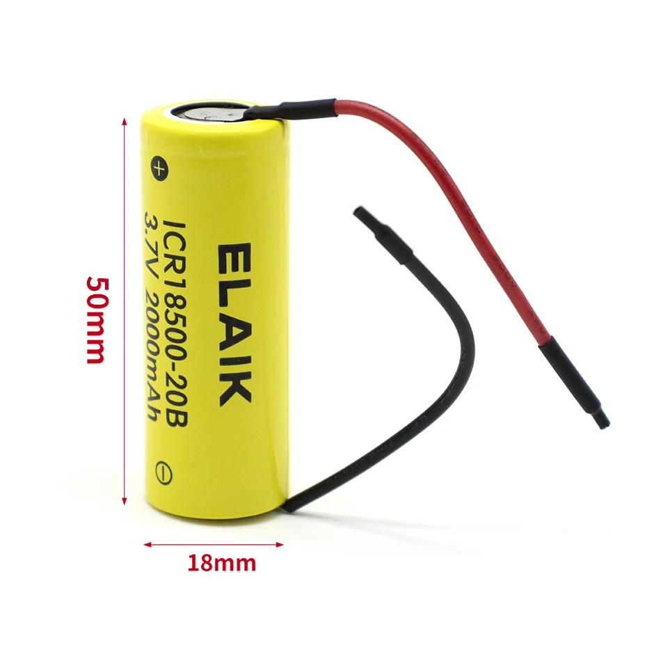 New 18500 2000mAh ICR18500-20B 3.7 V rechargeable battery lithium ion battery for LED flashlight + DIY Linie