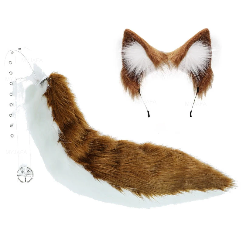 Genshin Impact Gorou Render Cosplay Headwear Plush Ear Tail Hairpin Set Halloween Costume Accessory Prop Accessories Cosplay Wig