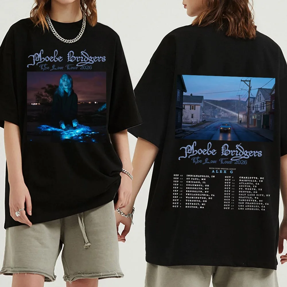Футболка Phoebe Bridgers The Lost Tour 2026 для мужчин и женщин, повседневная рубашка с короткими рукавами и круглым вырезом в стиле Харадзюку