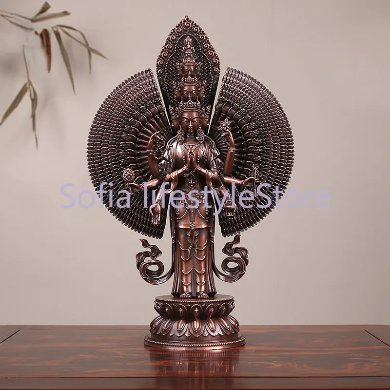 

Copper Thousand Hand Guanyin Ornaments Eyes Arms Eleven Faces Buddha Statue