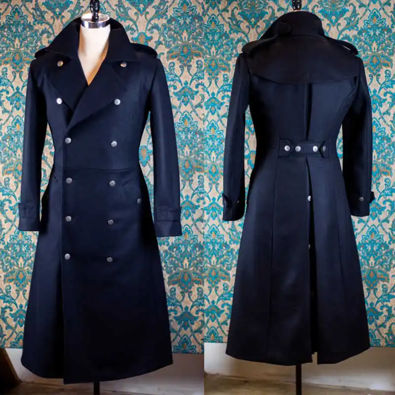 

Designer Men Long Coat Notched Lapel Double Breasted Trench Coats Warm Plus Size Formal Business Occasion Customized