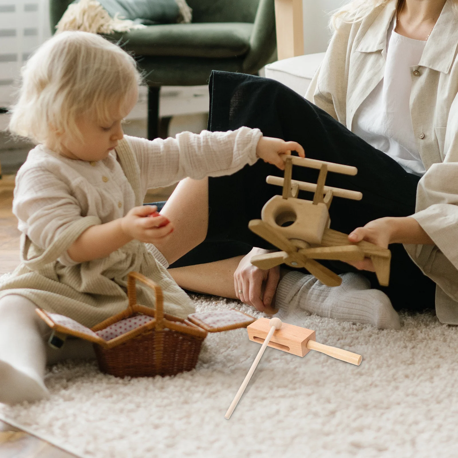 

Wooden Percussion Instrument Musical Enlightenment Tool Khaki Small Lightweight Music Rhythm Block Kids Educational Plaything