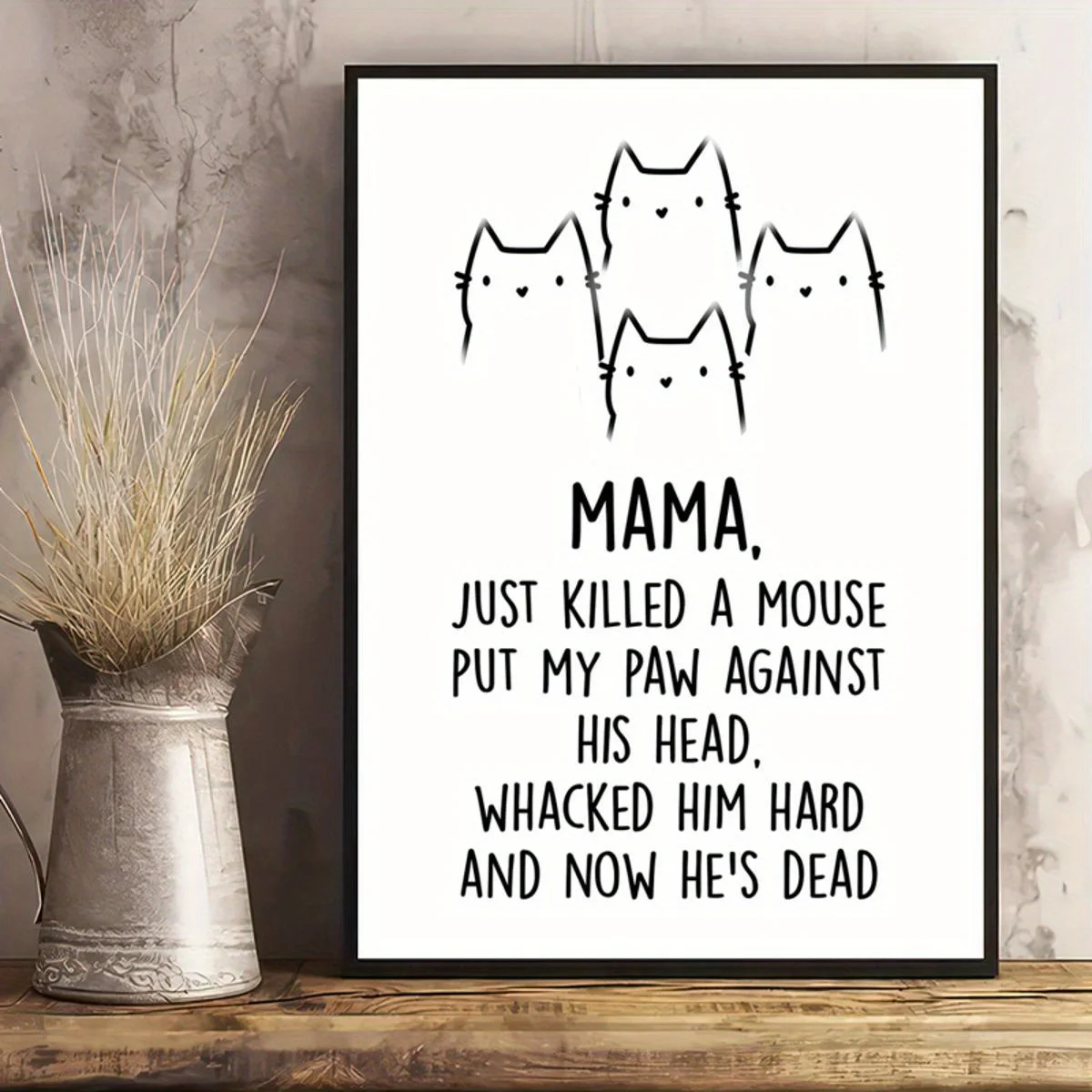 Canvas Poster, Just Killed A Mouse Poster, Cat Lover Poster, Typography Print Poster Wall Art For Living Room, Wall Decor For Be