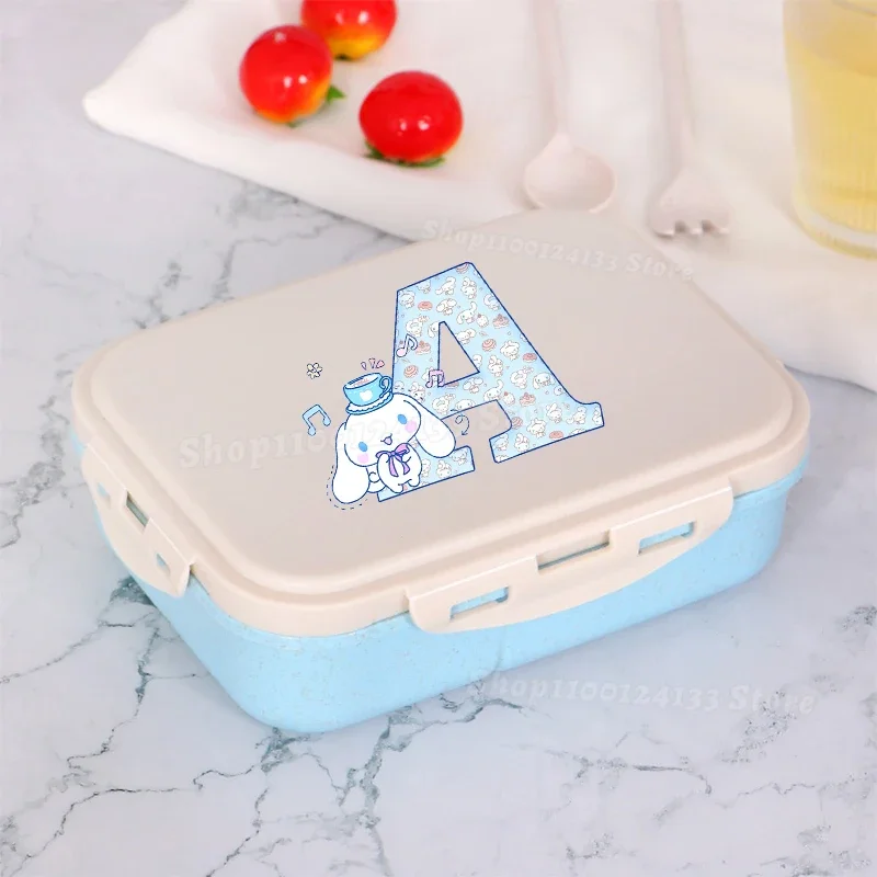 

Cute Cinnamoroll Lunch Boxes Kids Sanrio Letters A-Z Anime Kawaii Separate Lunch Box Girls Student School Picnic Food Bento Case