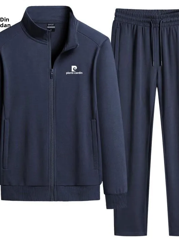 

Комплект Pierre Cardin из чистого хлопка с длинными рукавами, мужской повседневный костюм с воротником, весна-осень, новый трикотажный костюм для отдыха, удобный и комфортный.