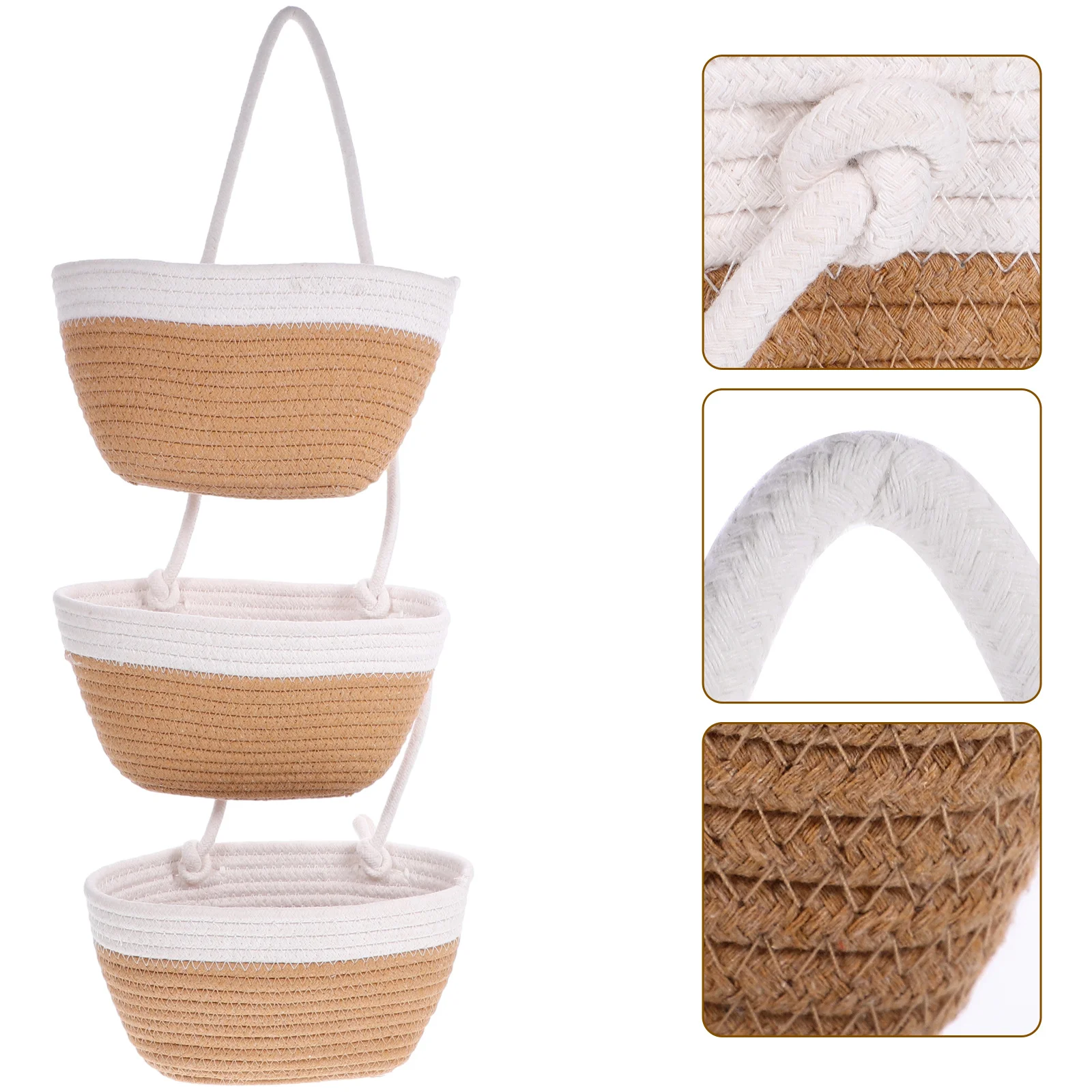 

Wall Hanging Storage Basket Cotton Rope Woven Organizer Large Capacity Sundries Holder Decorative Woven Storage Basket