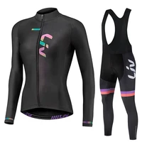 LIV-Camiseta de ciclismo para mujer, babero de ciclismo, traje de ciclismo para bicicleta de carretera, conjunto largo, chaqueta cálida para bicicleta, camisa deportiva de ciclismo, otoño e invierno