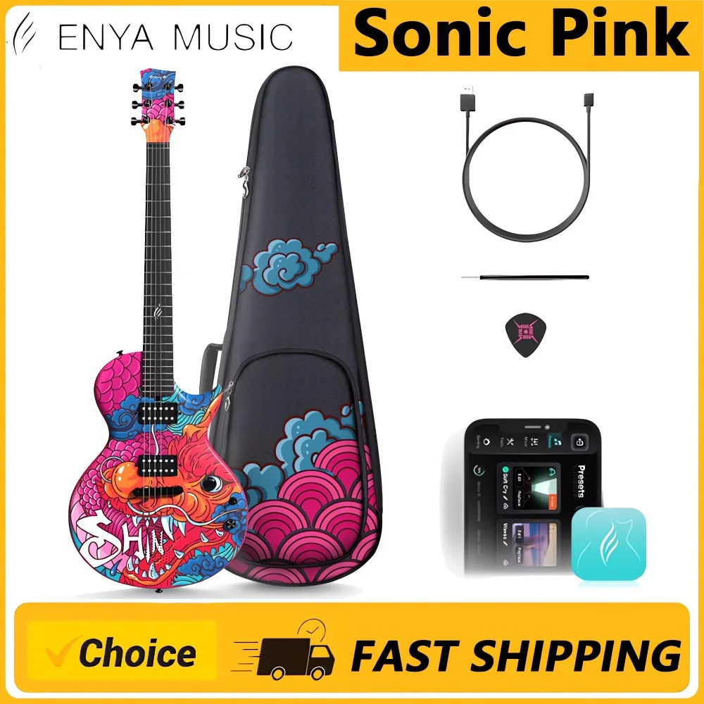 جيتار كهربائي من Enya Sonic Shinichi Kobayashi Signature Loong Nova Go Sonic Smart Electric Carbon Fiber Guitarra مع 10 وات
