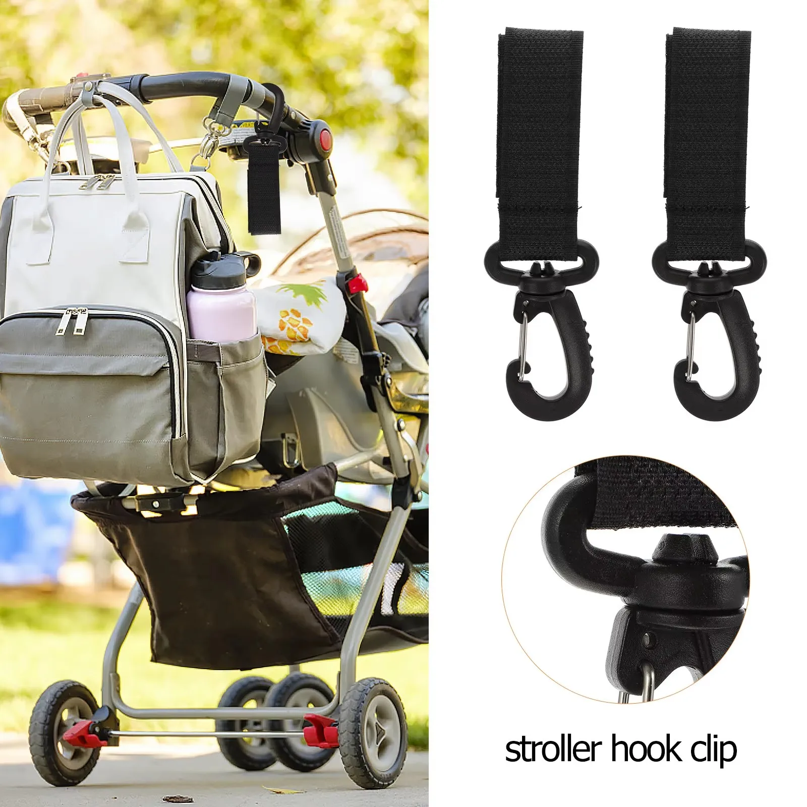 2/10Pcs Professional Baby Stroller Hooks Heavy Duty Plastic Rotatable Design for Hanging Bags Wallet Keys on Stroller Wheelchair