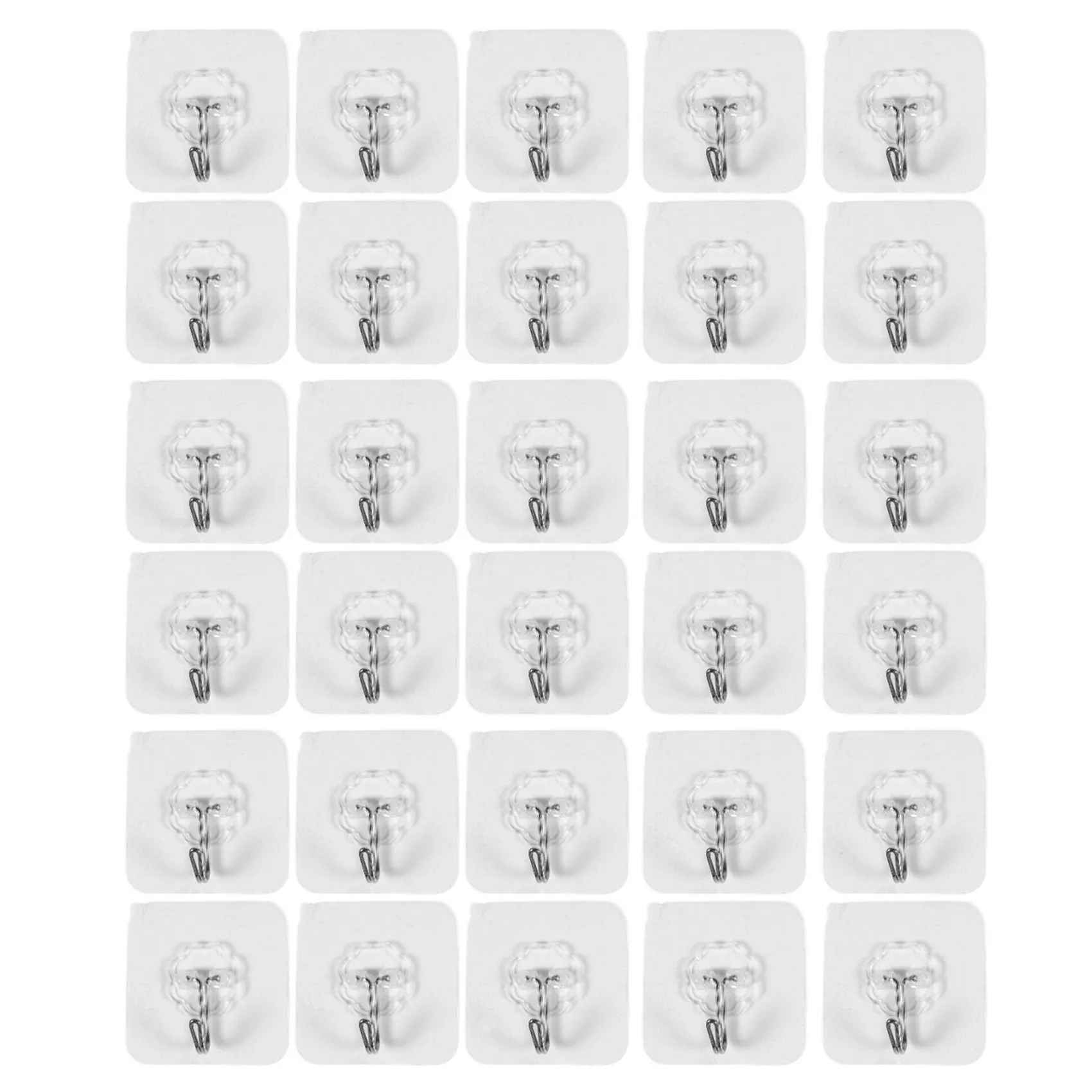 

30 Packs Reusable Adhesive Hooks,Transparent Heavy Duty Wall Hooks With No Scratch, Waterproof And Oilproof-AT30