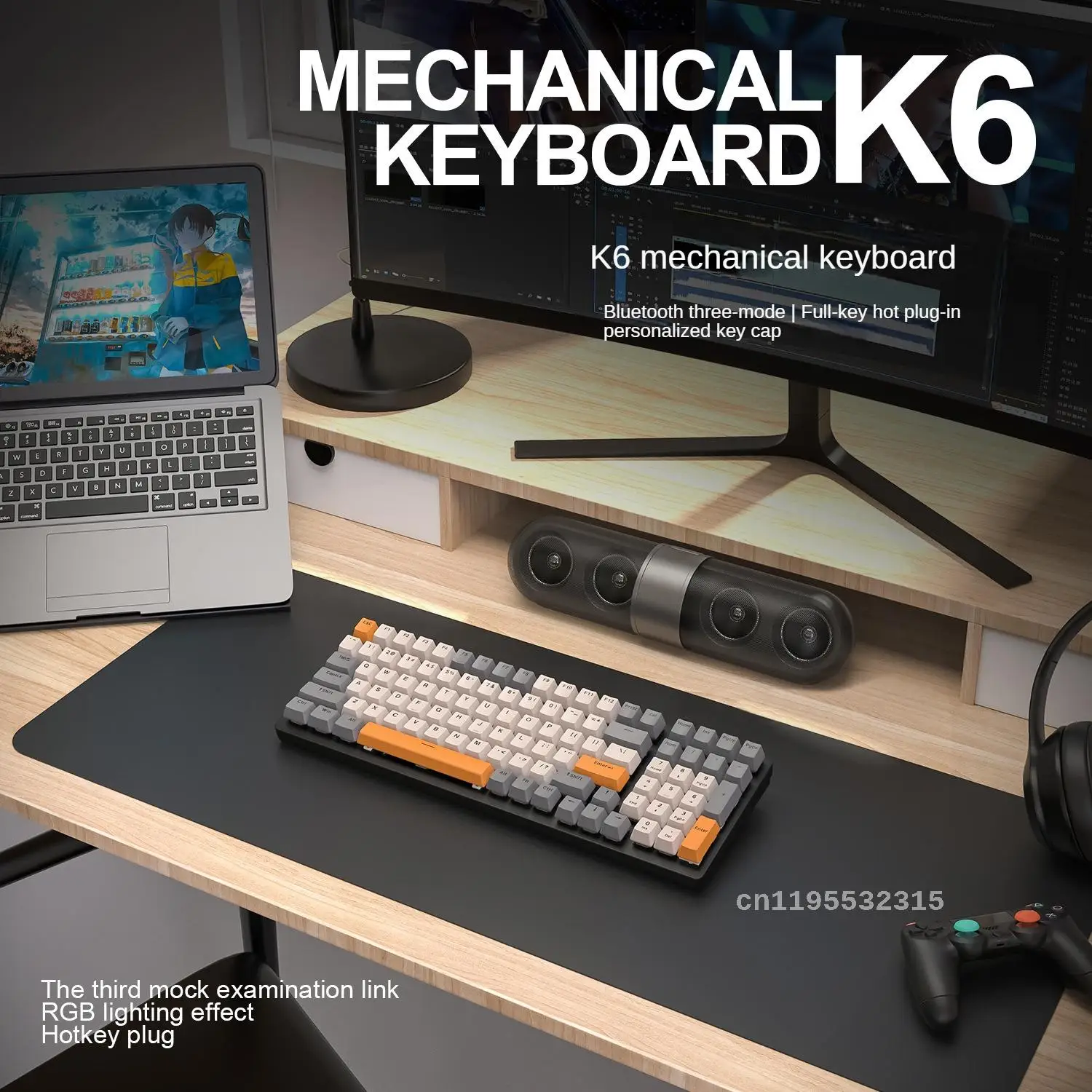 

K6 Bluetooth Three-Mode Mechanical Keyboard Hot-Swappable 980 Gaming Mechanical Keyboard E-Sports Notebook Mechanical Keyboard