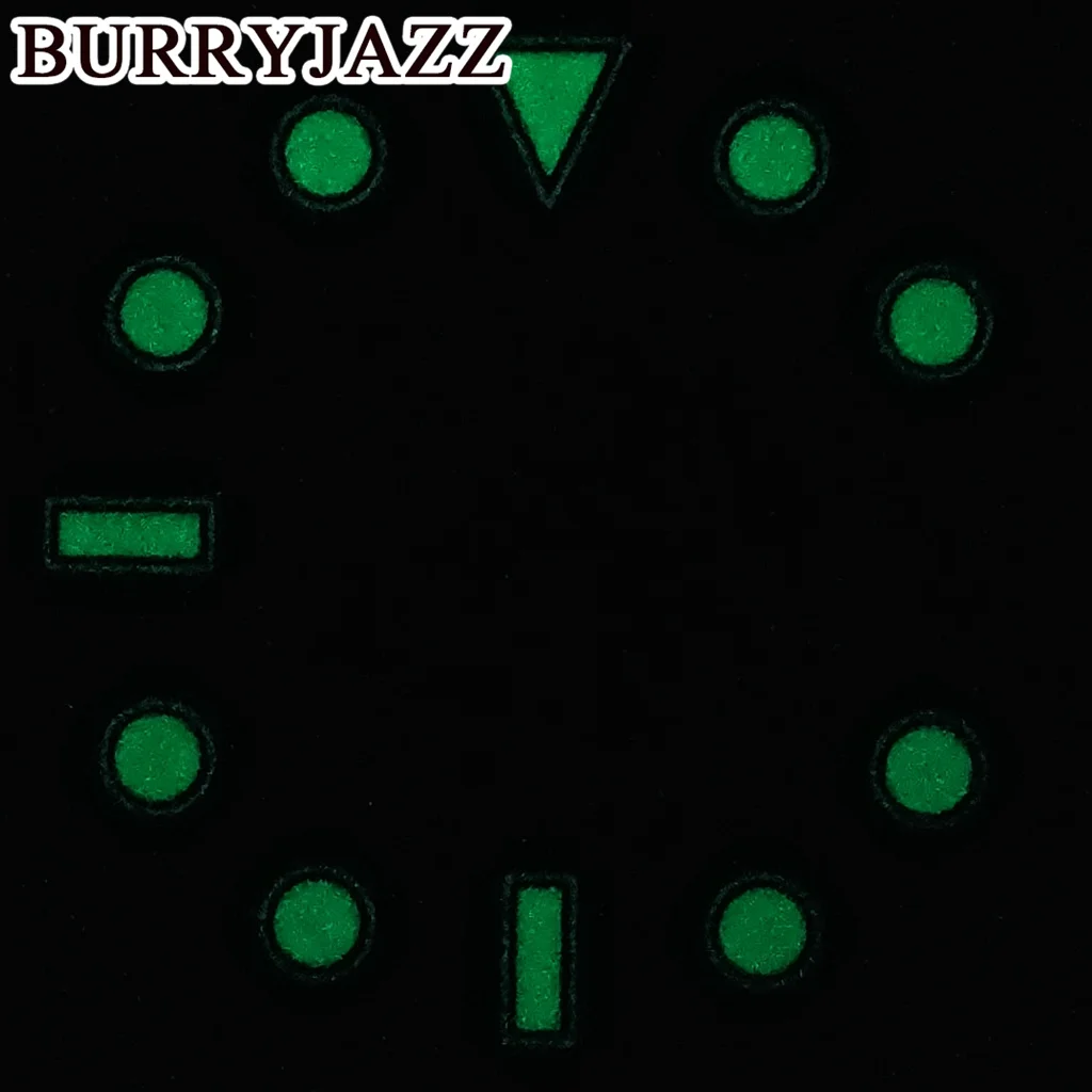 BURRYJAZZ 28.5mm No Logo NH35 Watch Dials White Black Gray Dial Green Luminous Fit 3 O'clock 3.8 O'clock Case Crown
