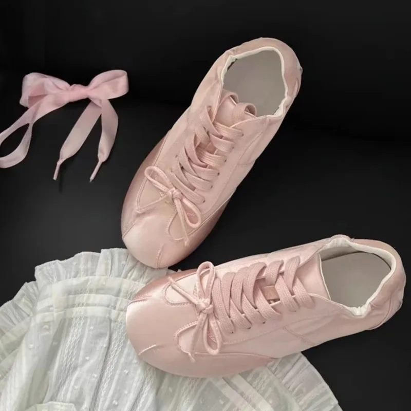 New Ballet Dance Bow Ballet Flat Shoes Bowknot Flat Bottom Dance Shoes Soft Flats Little White Shoes Sneakers Casual Shoe 3