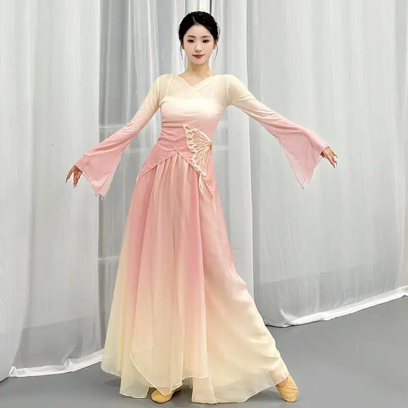 

Ele adual Color Change Classical Dance Costume Flowing Gown Practice Suit Performance Art Exam Fairy Aosphere Clothing