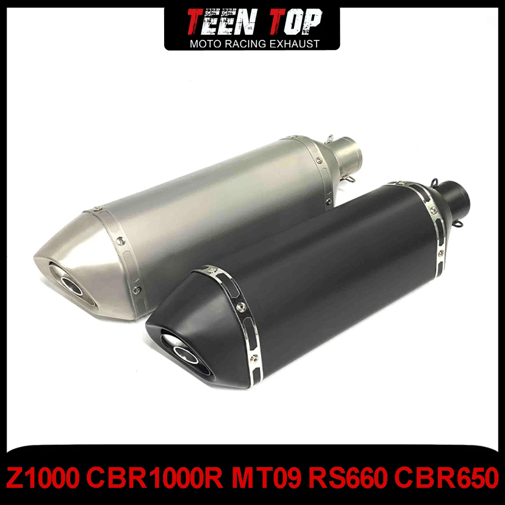 Moto จักรยานไอเสียหนี Muffler ดัดแปลง 51 มม.Z1000 CBR1000R MT09 RS660 CBR650 รถจักรยานยนต์ระบบไอเสียสแตนเลส