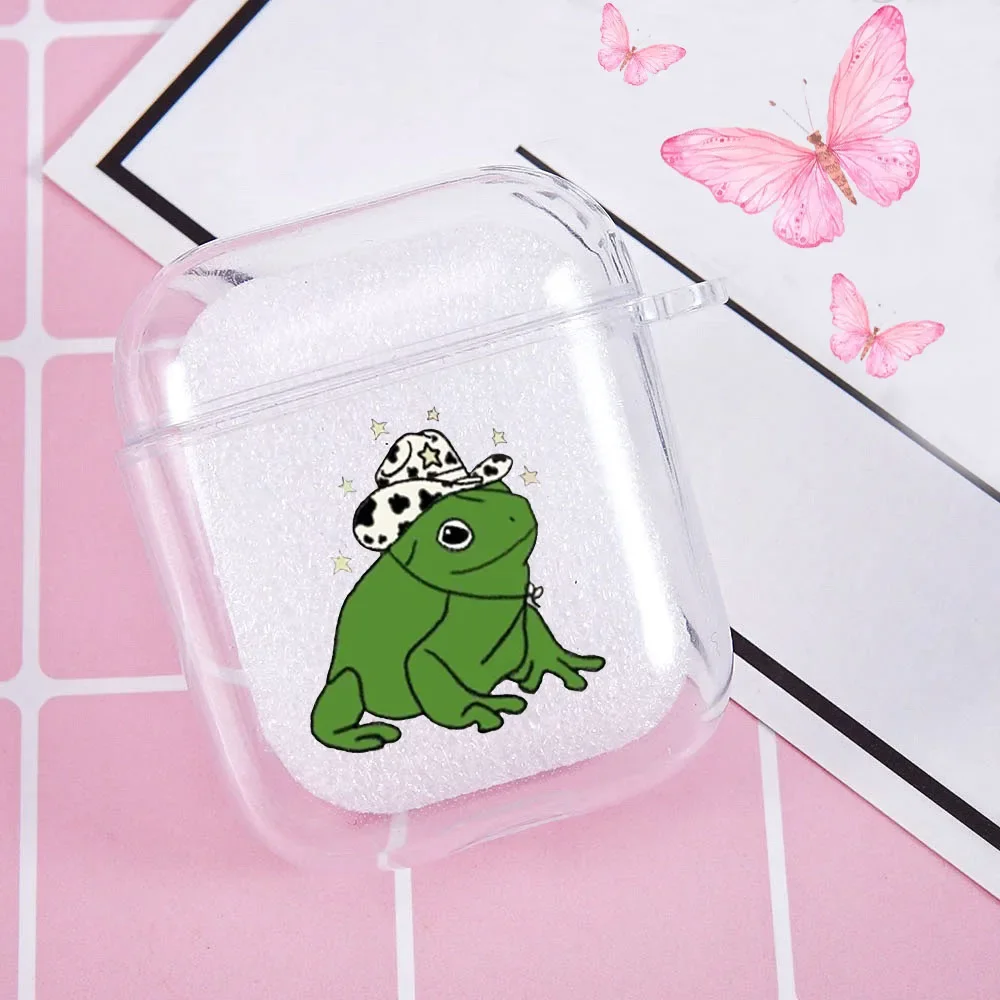 Funny Frog Animal Earphone Case for Airpods 4th 2 1 3rd Pro Wireless Bluetooth Headphone Coque Soft TPU Clear Cover Capa