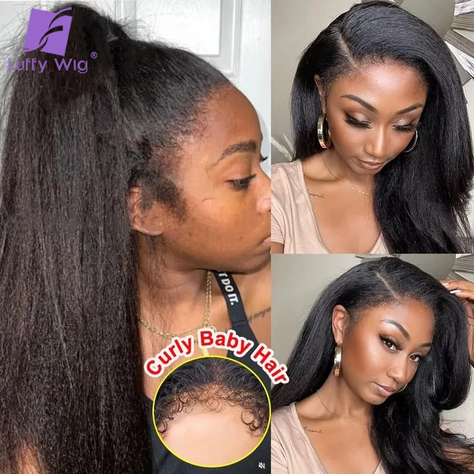 Curly Baby Hair Kinky Straight Wig 13x6 Lace Front Human Hair Wigs Hd Transparent Lace Frontal Wig Glueless Pre Plucked Hairline