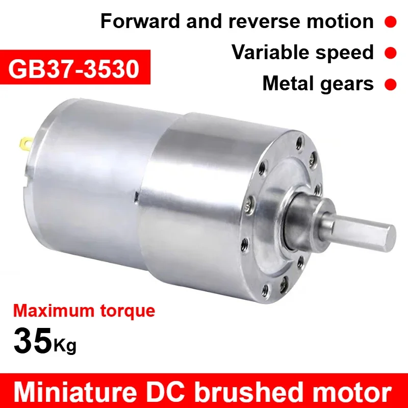 

1 шт. JGB37-3530 12В 24В DC-мотор, микро-редукторный двигатель постоянного тока с переключением вперед/назад, металлический редуктор, высокомоментный двигатель