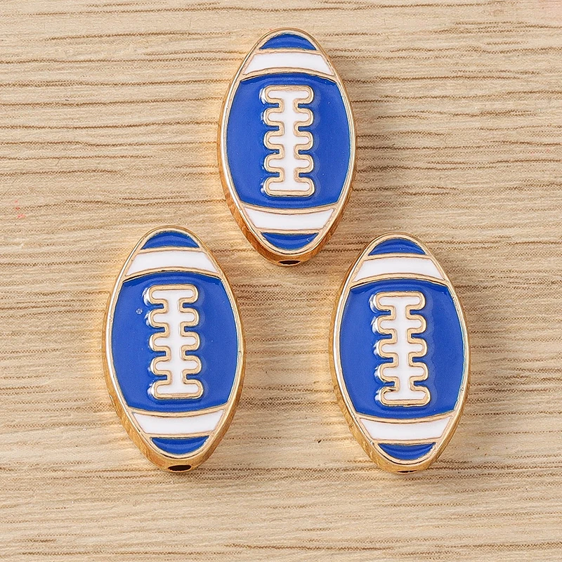 10 Stück 11 x 18 mm niedliche Emaille-Sport-Rugby-Ball-Charms, Abstandsperlen für Schmuckherstellung, DIY, handgefertigte Armbänder, Halsketten, Basteln, Geschenke – Detail 4