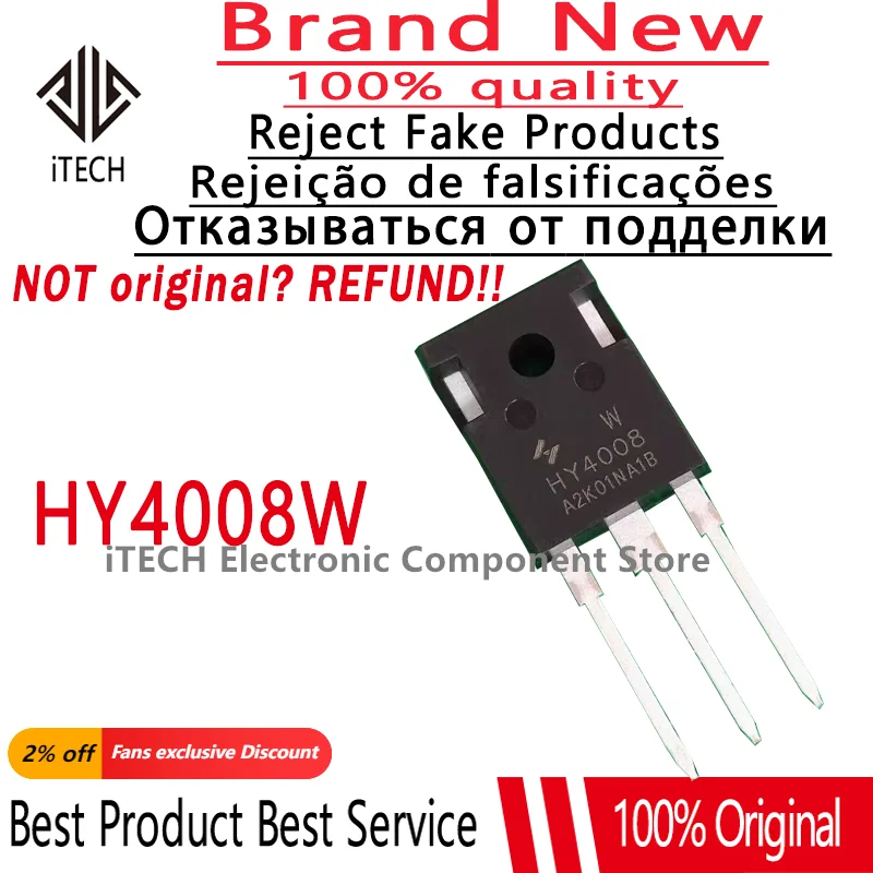 (10-100)pcs/lot Original HY4008 HY4008W TO-247 MOSFET Inverter Ultra Chip 80V 200A 100% New and Genuine