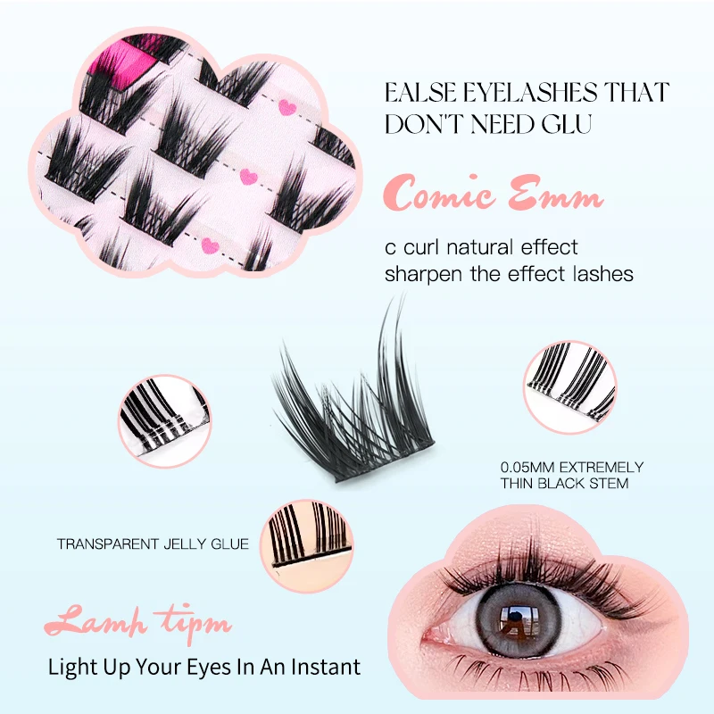 Zelfklevende wimpers Vlindervimers Geen lijm Individuele wimpers Zachte wimperclusters Herbruikbare zelfklevende wimpers