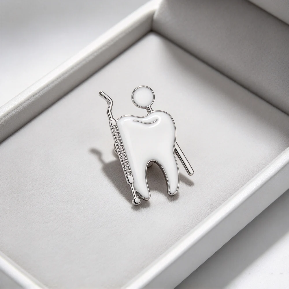 Enamel Dental Brooch for Women Unisex Dental Medical Pin Banquet Party Backpack Gifts Jewelry Accessories for Doctor and Nurse