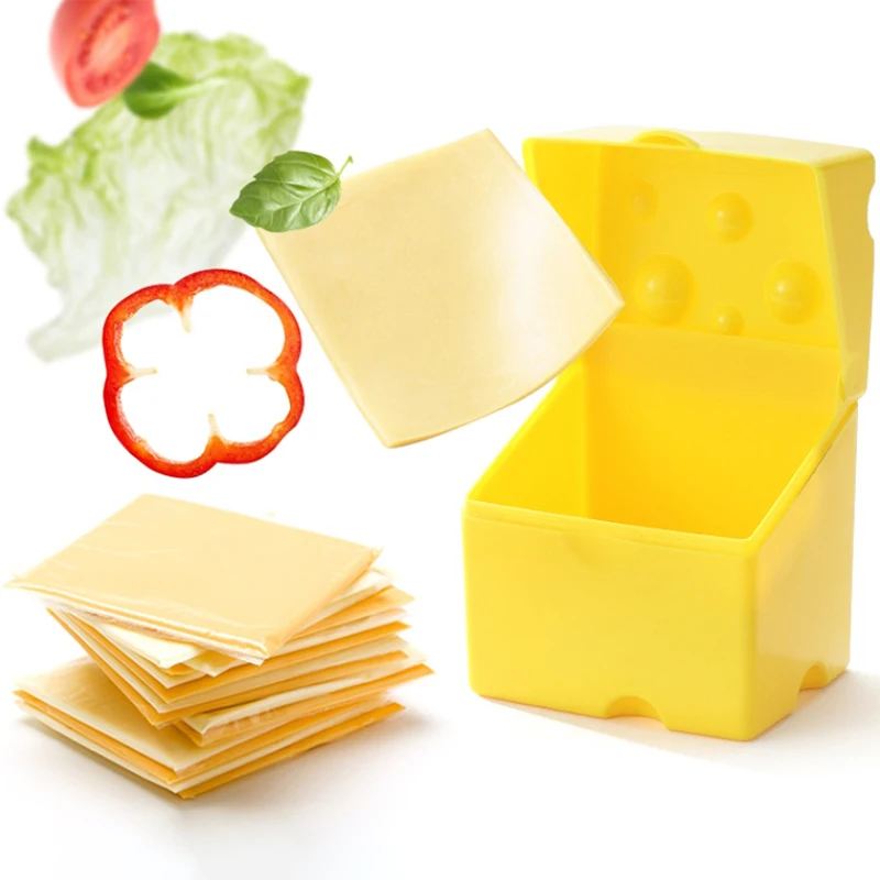Refrigerator Food Storage Container Cute Flip Cover Cheese Slice Storage Box