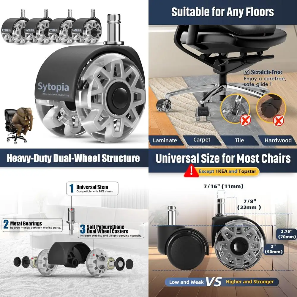 

2.5 Inch Heavy-Duty Caster Set of 5 for Carpet & Hardwood, Universal Size 11x22mm, 99% Grey