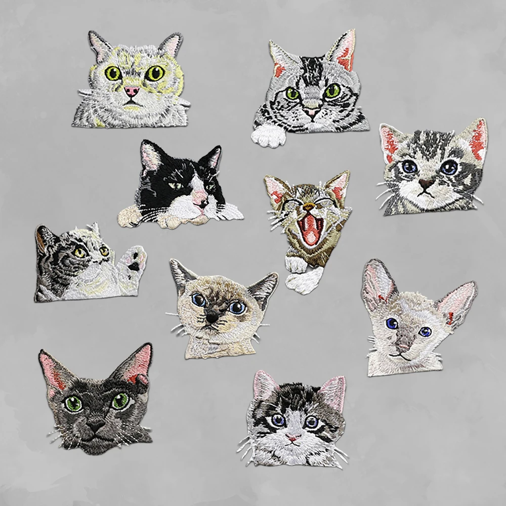 One Piece Cute Pocket Cat Stickerei Patch DIY Aufbügel-Applikation für Kleidung, personalisierte Dekoration