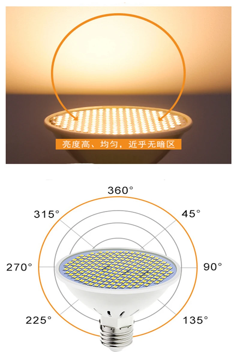 Led E27 高輝度集中放熱電球 126 ビーズ黄色植物補助照明省エネランプ B1