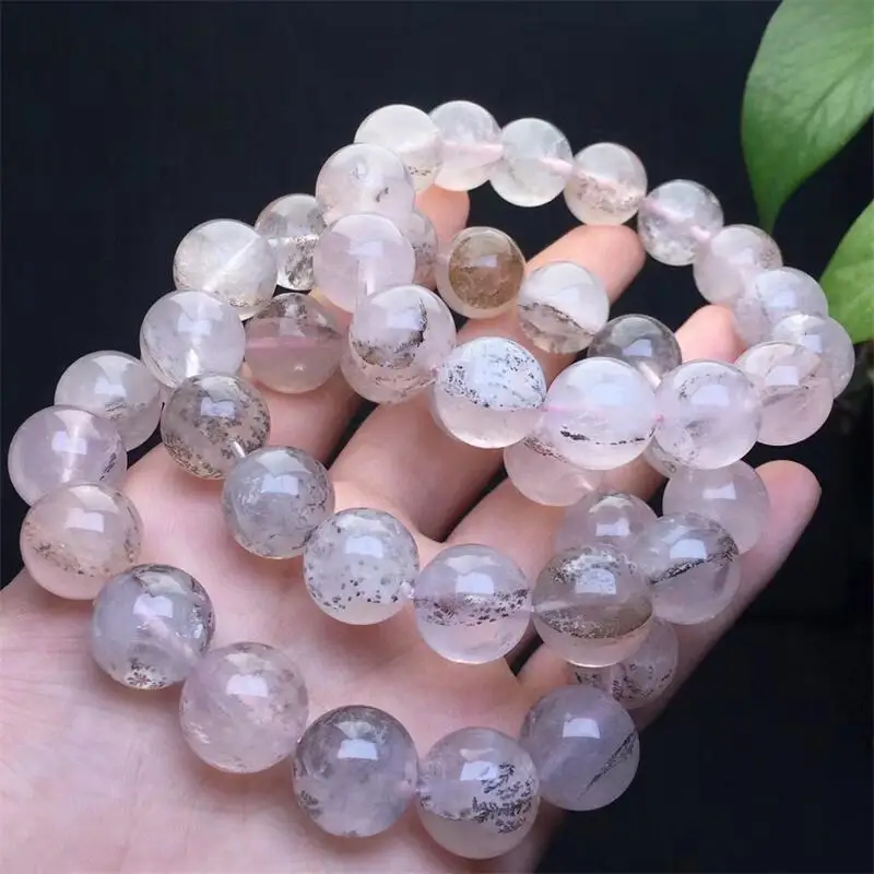 14MM Natural Rose Quartz Small Tree Quartz Bracelet Fashion Crystal Quartz Gemstone Jewelry Reiki Healing Gift For Women 1pcs