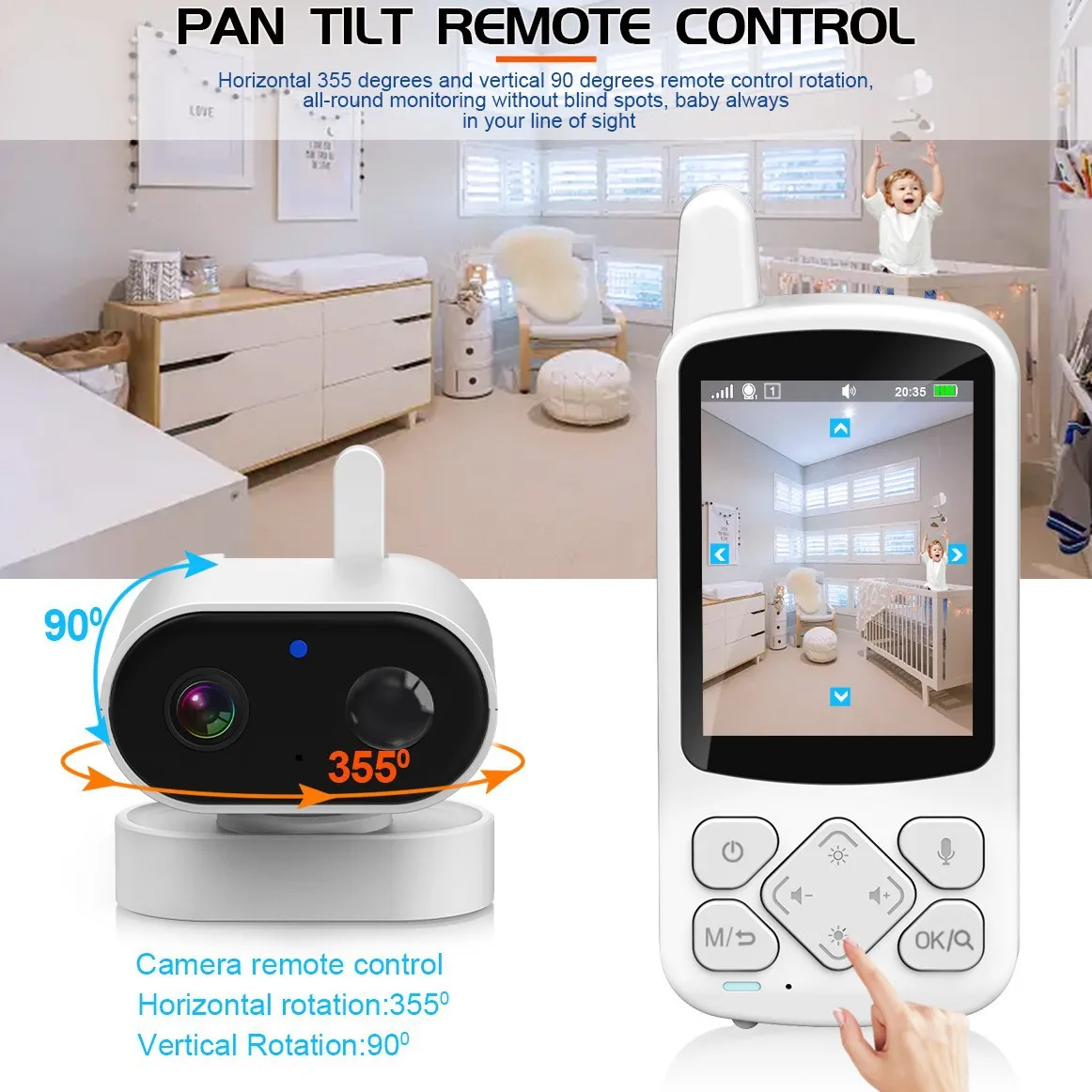 2.8 Inch Baby Monitor Wireless Security Camera Two-Way Audio Night Vision Temperature Monitoring 2000mAh Battery Nanny Camera