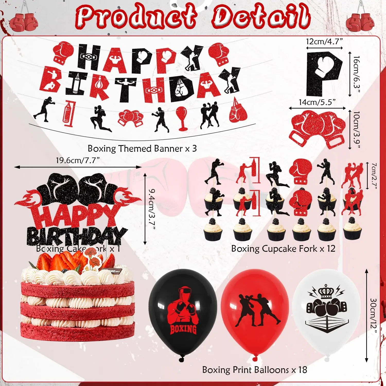 Boxing Birthday Party Decorations, Fight Sports Wrestling Party Supplies Boxer Boxing Match Theme Party Supplies