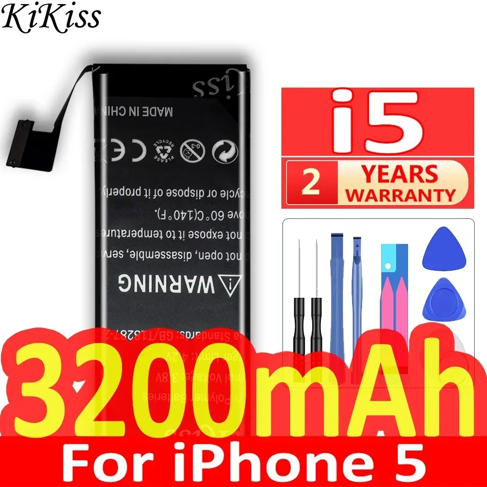 

Мощный аккумулятор KiKiss 2100 мАч-4900 мАч для IPhone 6S 6 7 8 Plus 5S 5 SE 6plus 7plus 8plus Сменная батарея