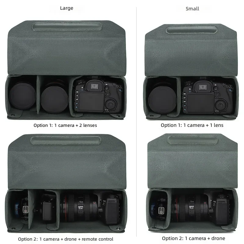 Multi-purpose Foldable Camera Insert Bag Multi-compartment Storage Box Portable 1 Body 2 Lenses Camera Accessories Storage Case