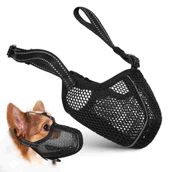 Mesh Dog Muzzle Small Puppy Muzzles Adjustable Soft Mouth Cover Pet Products Collars Harnesses Leads Prevent Biting Black
