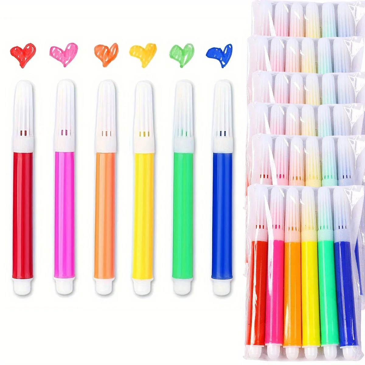 Paquete de 8 Marcadores de 6 Colores Lavables con Agua, Marcadores de Pizarra Blanca Borrables para Colorear y Pintar, Perfectos para la Escuela ZSY