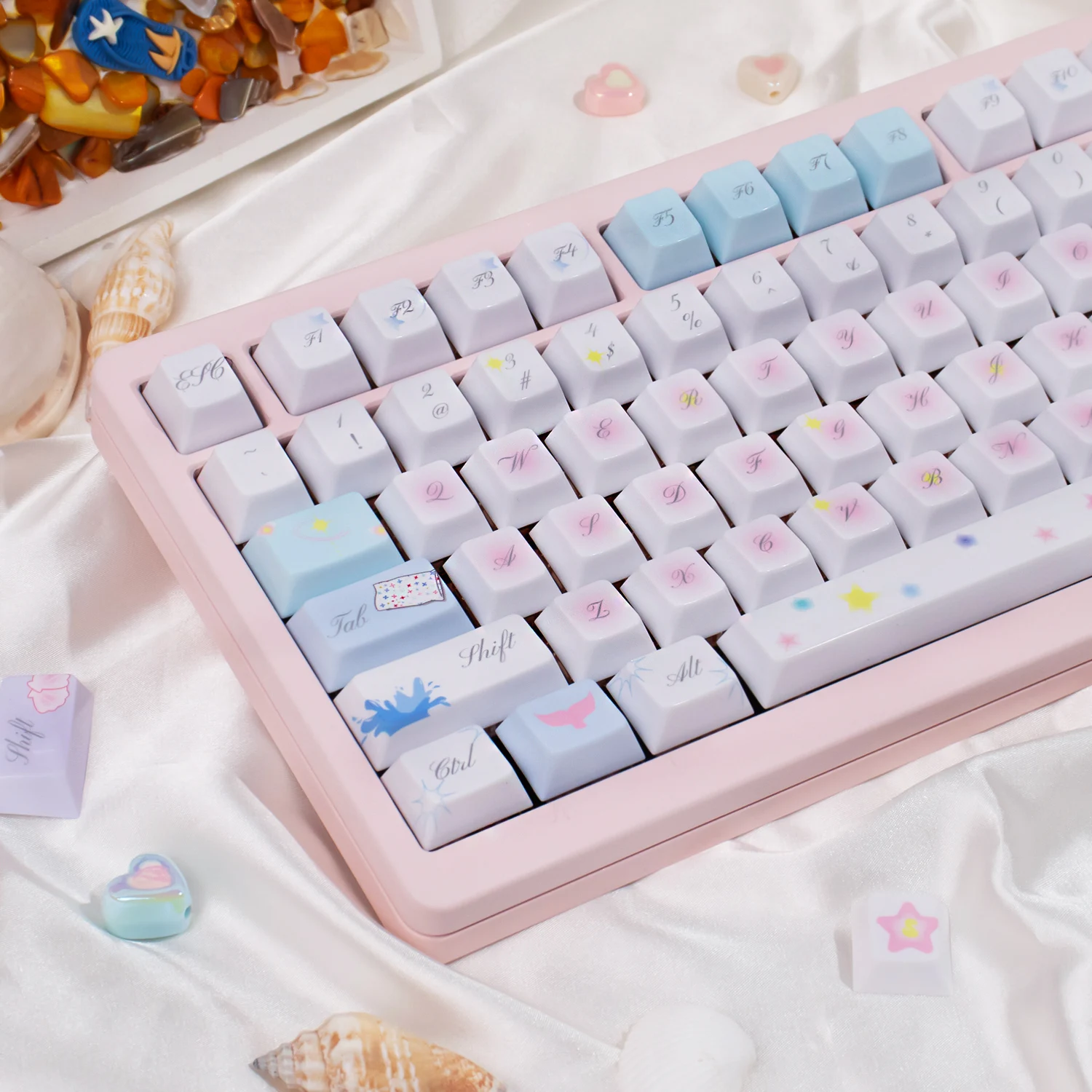 

Островная тема, 124 клавиши, наборы колпачков для клавиш Dye-Sub Cherry Profile PBT, милый розовый цвет на заказ для механической клавиатуры MX 61/64/87/96/104